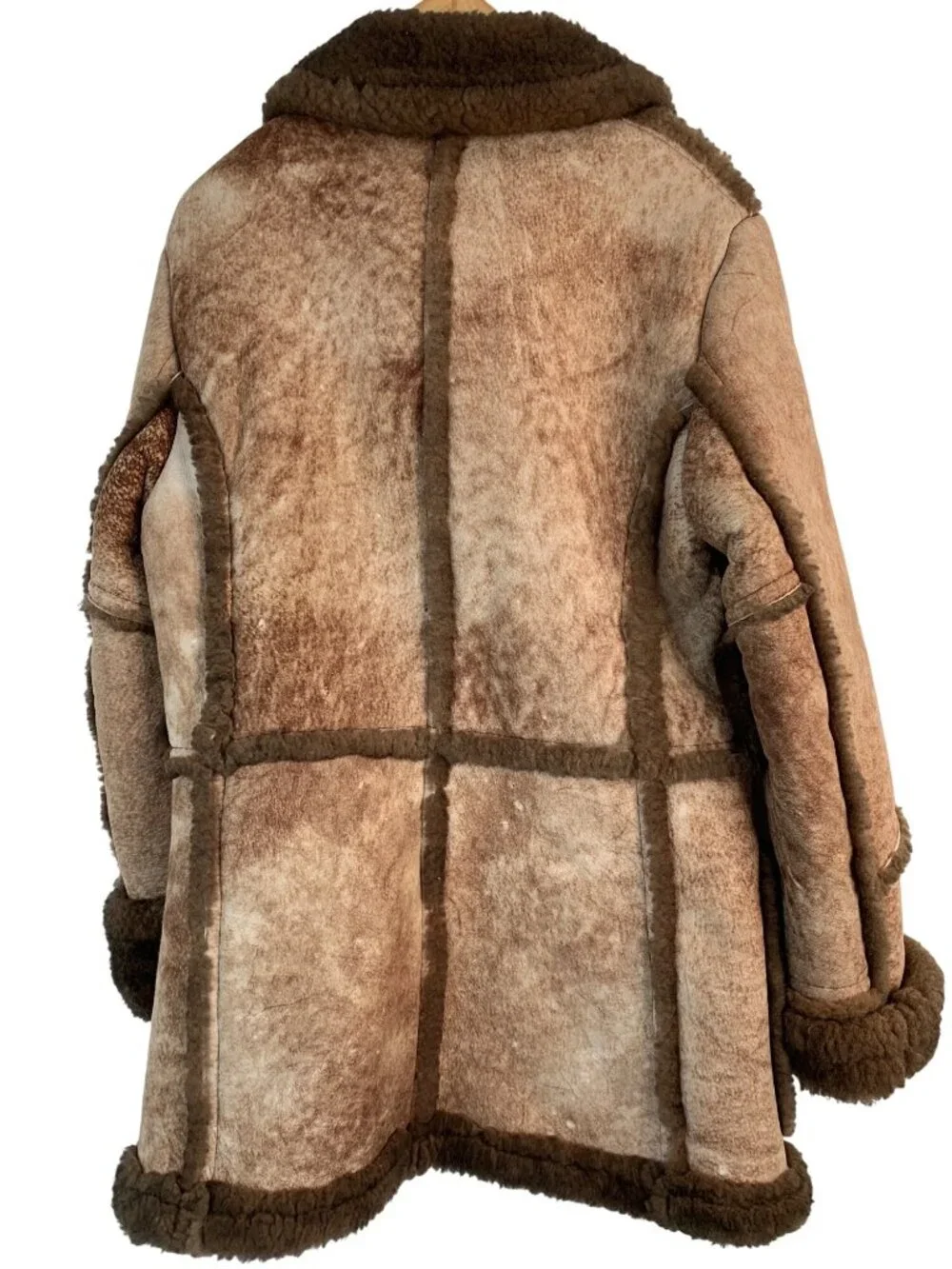 Vintage Gino Leathers Shearling Coat Size 40 Mens USA Brown Western